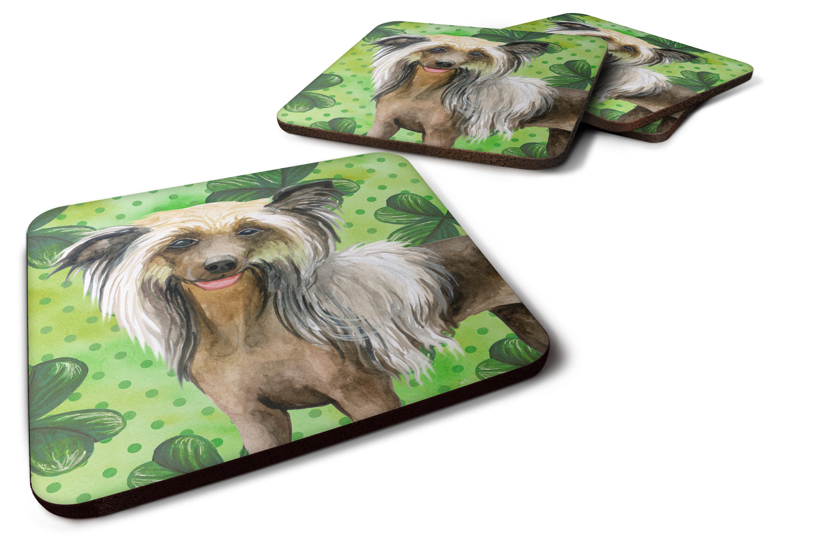 Chinese Crested St Patrick's Foam Coaster Set of 4 BB9833FC - the-store.com