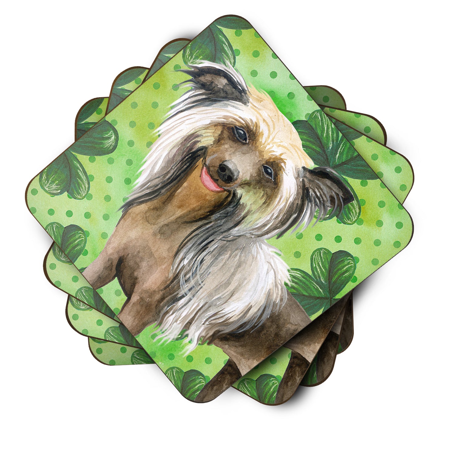 Chinese Crested St Patrick's Foam Coaster Set of 4 BB9833FC - the-store.com