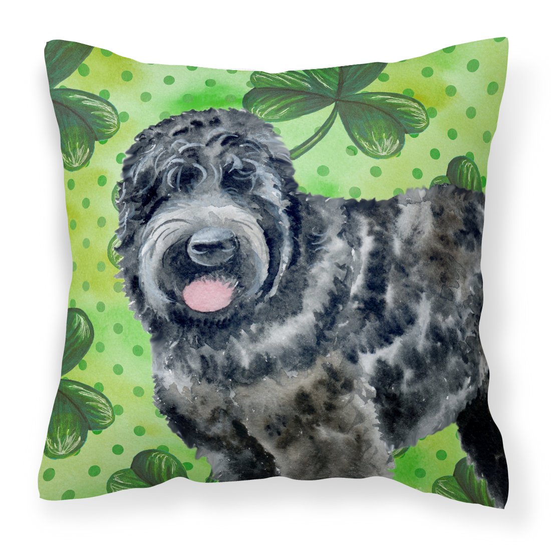 Black Russian Terrier St Patrick's Fabric Decorative Pillow BB9851PW1818 by Caroline's Treasures