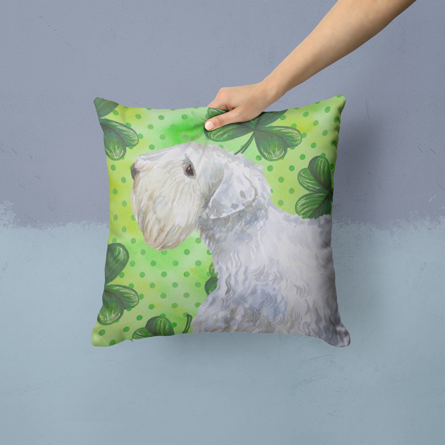 Sealyham Terrier St Patrick's Fabric Decorative Pillow BB9858PW1414 - the-store.com