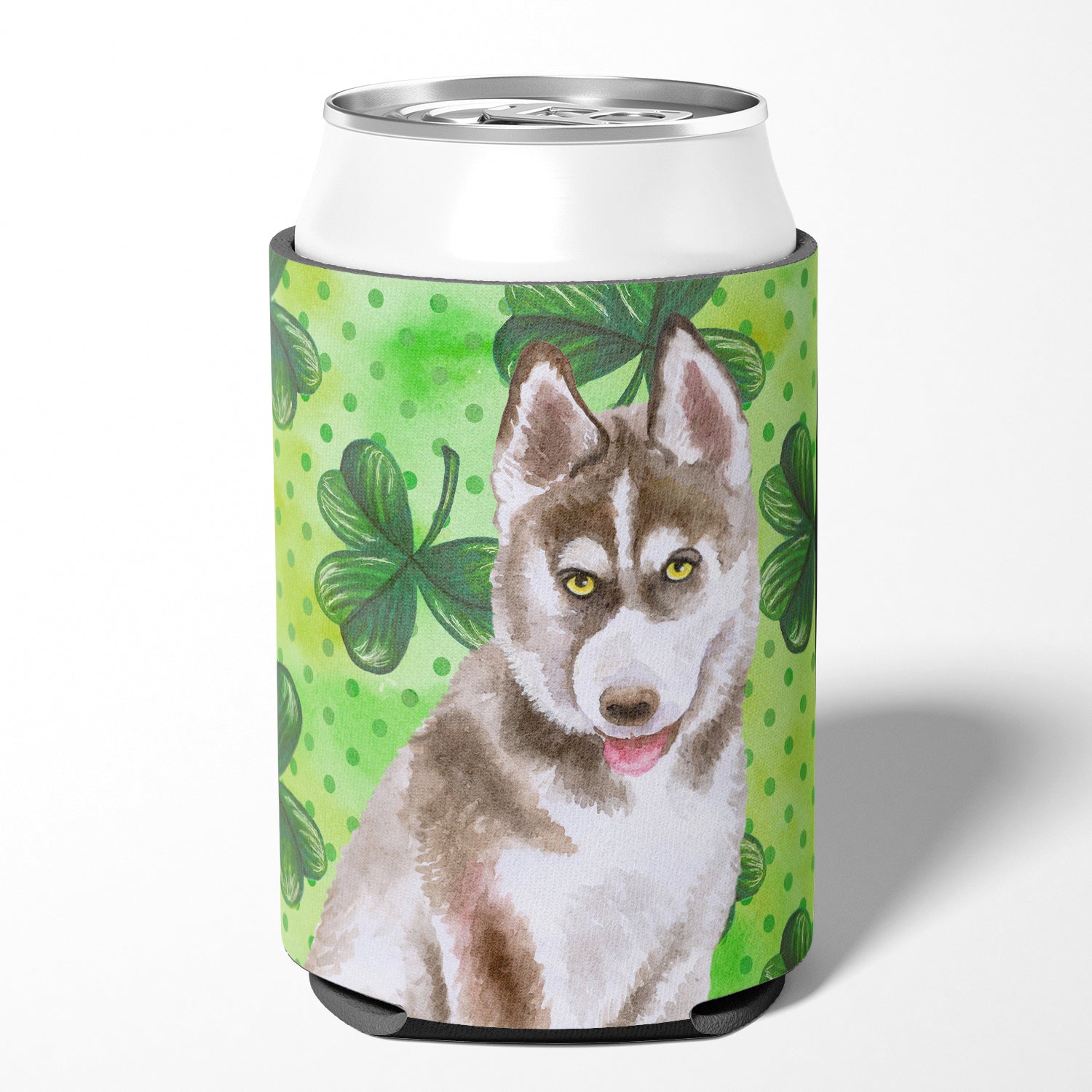 Siberian Husky Grey St Patrick's Can or Bottle Hugger BB9870CC