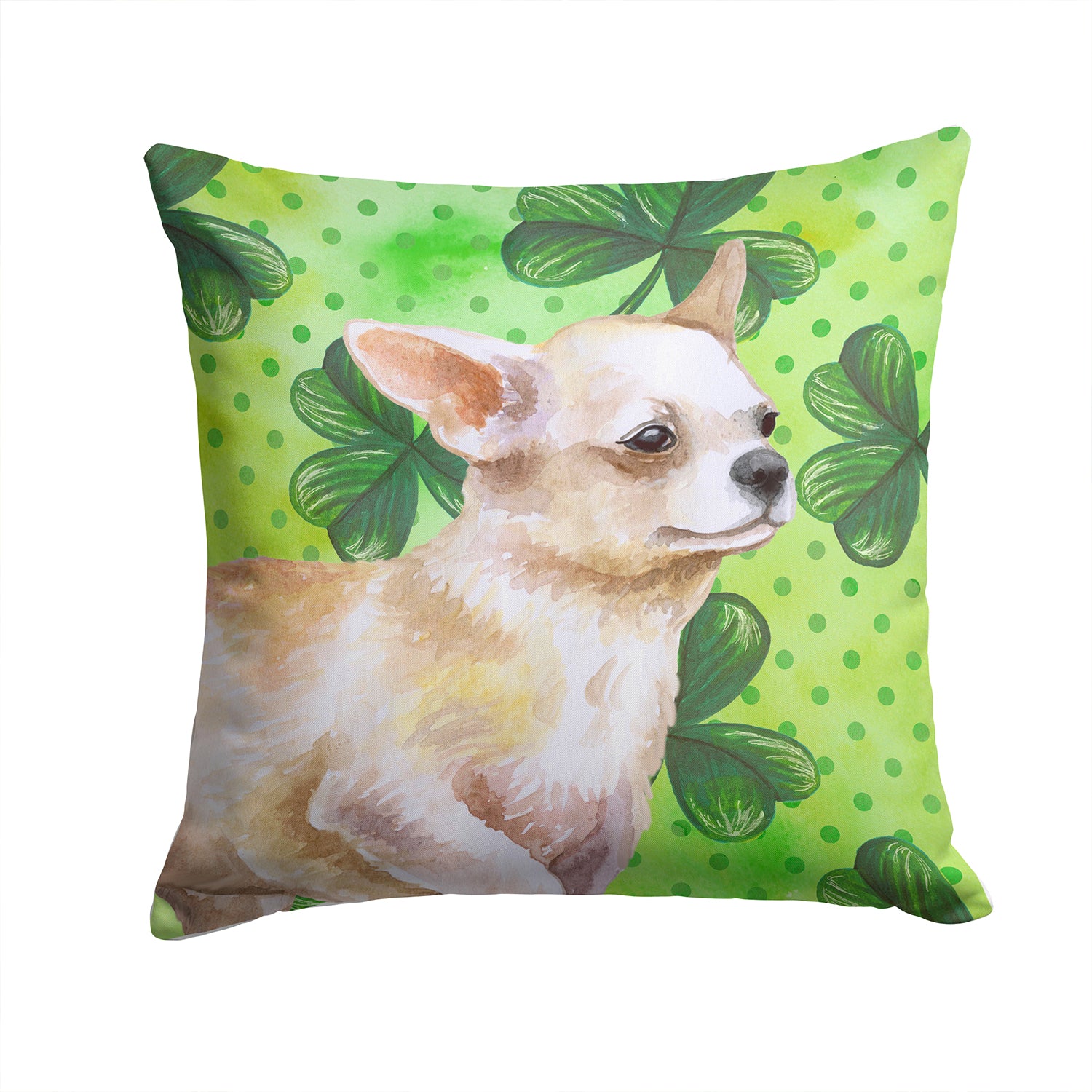 Chihuahua Leg up St Patrick's Fabric Decorative Pillow BB9871PW1414 - the-store.com
