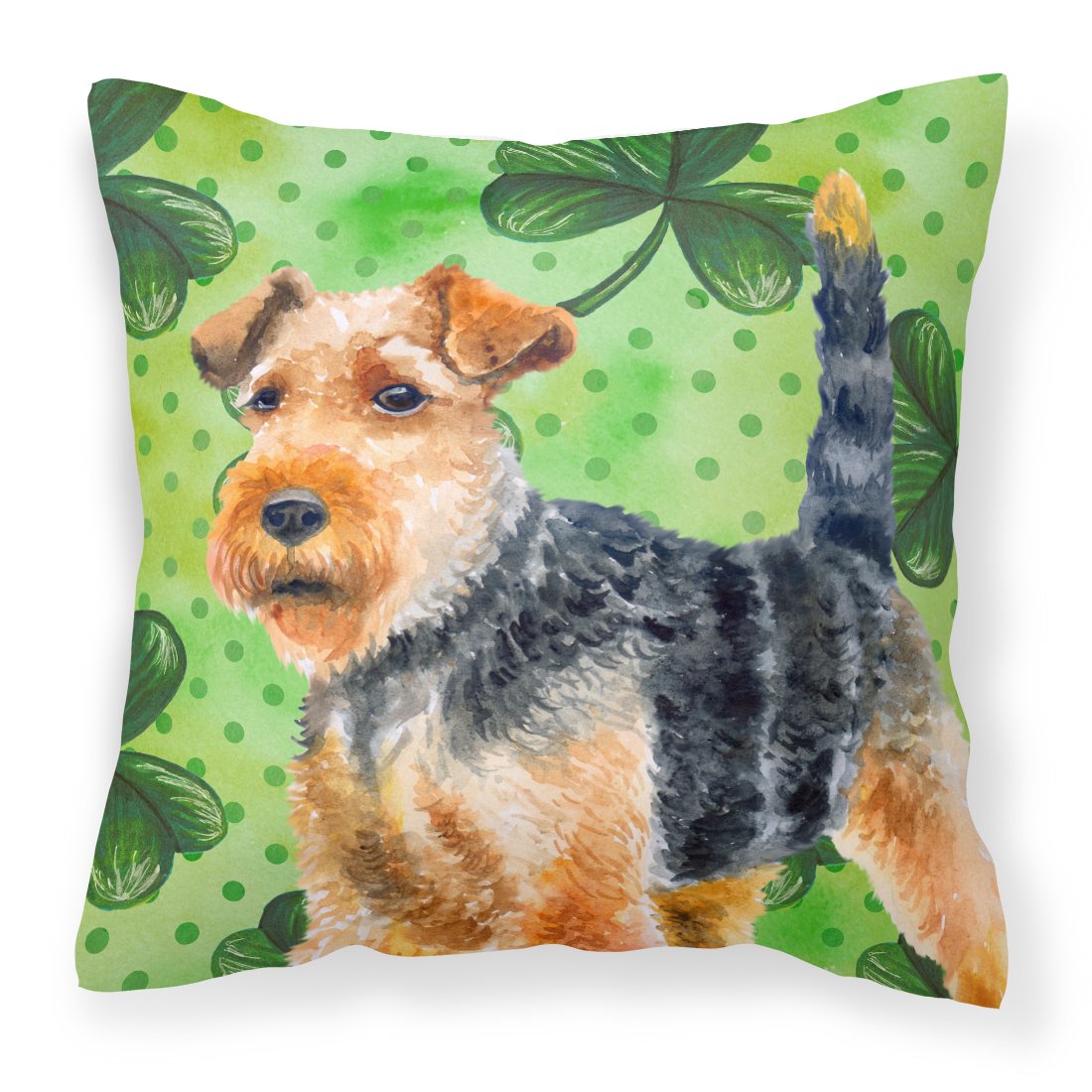 Welsh Terrier St Patrick's Fabric Decorative Pillow BB9874PW1818 by Caroline's Treasures