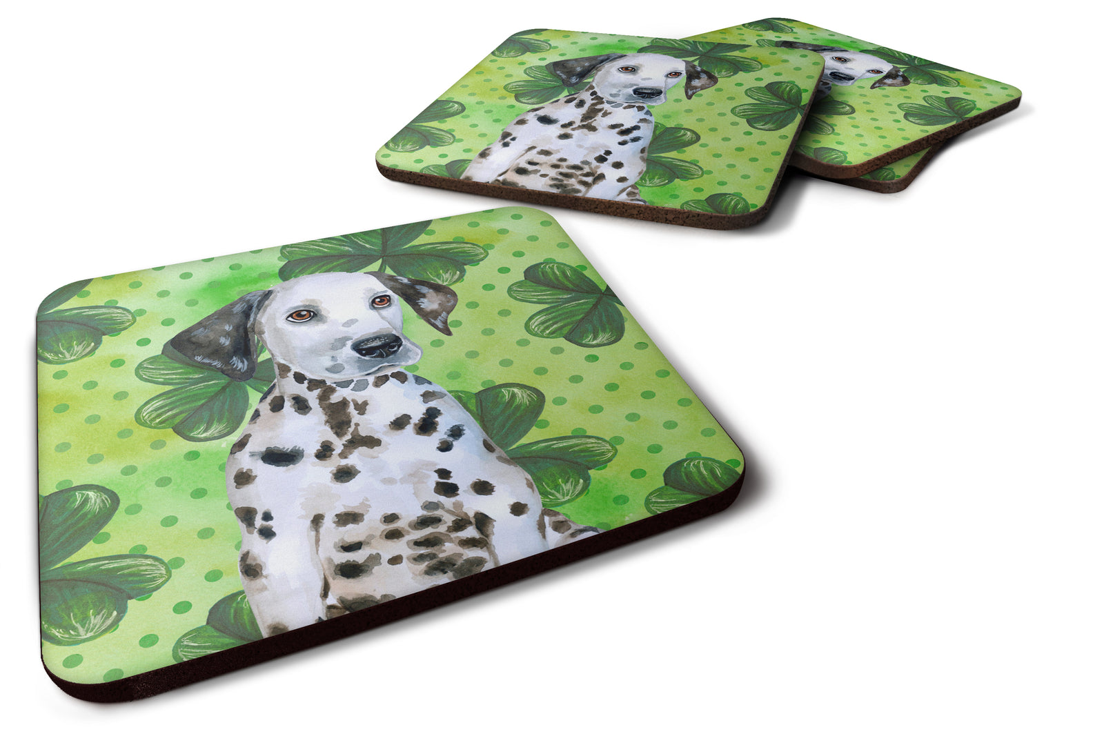 Dalmatian Puppy St Patrick's Foam Coaster Set of 4 BB9882FC - the-store.com