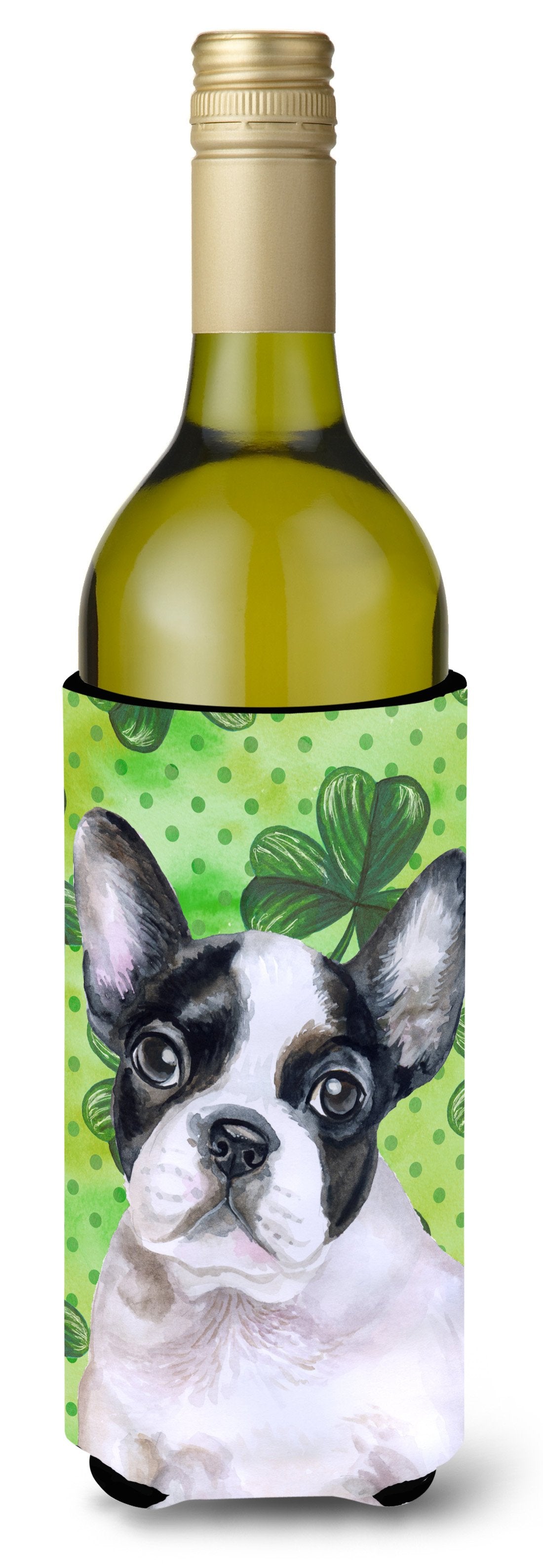 French Bulldog Black White St Patrick's Wine Bottle Beverge Insulator Hugger BB9884LITERK by Caroline's Treasures