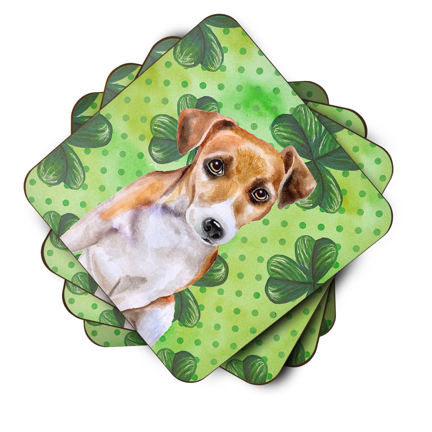 Jack Russell Terrier #2 St Patrick's Foam Coaster Set of 4 BB9887FC - the-store.com