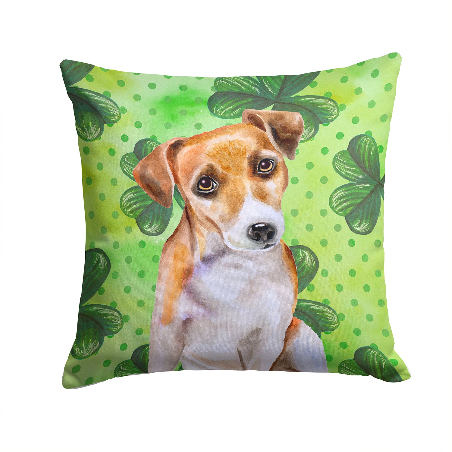 Jack Russell Terrier #2 St Patrick's Fabric Decorative Pillow BB9887PW1414 - the-store.com