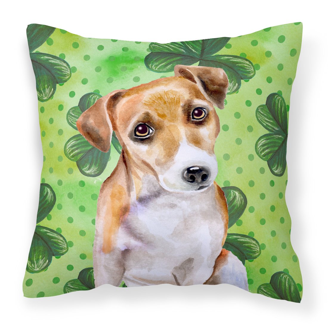 Jack Russell Terrier #2 St Patrick's Fabric Decorative Pillow BB9887PW1818 by Caroline's Treasures