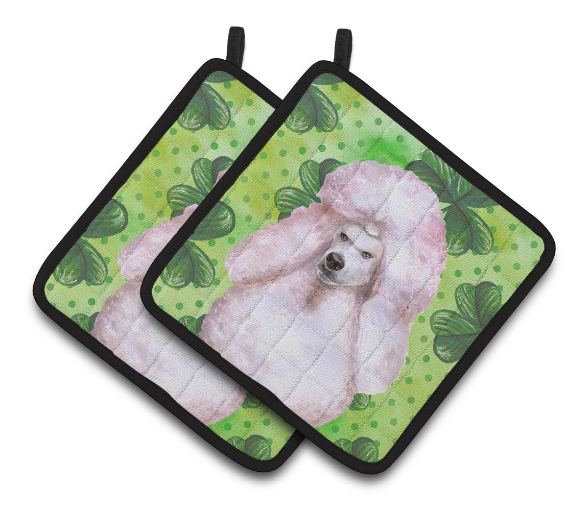 White Standard Poodle St Patrick's Pair of Pot Holders BB9891PTHD by Caroline's Treasures