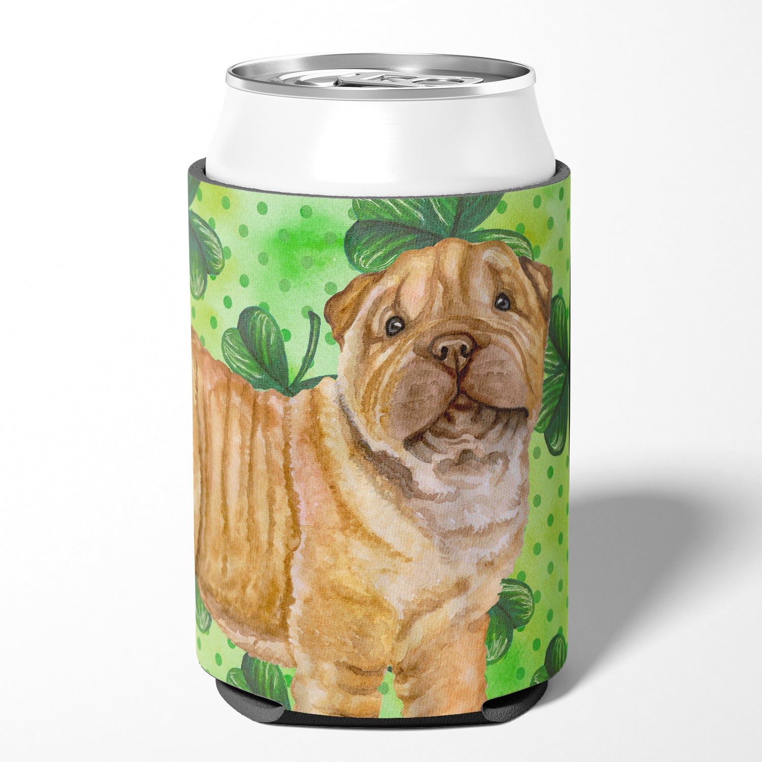 Shar Pei Puppy St Patrick's Can or Bottle Hugger BB9893CC