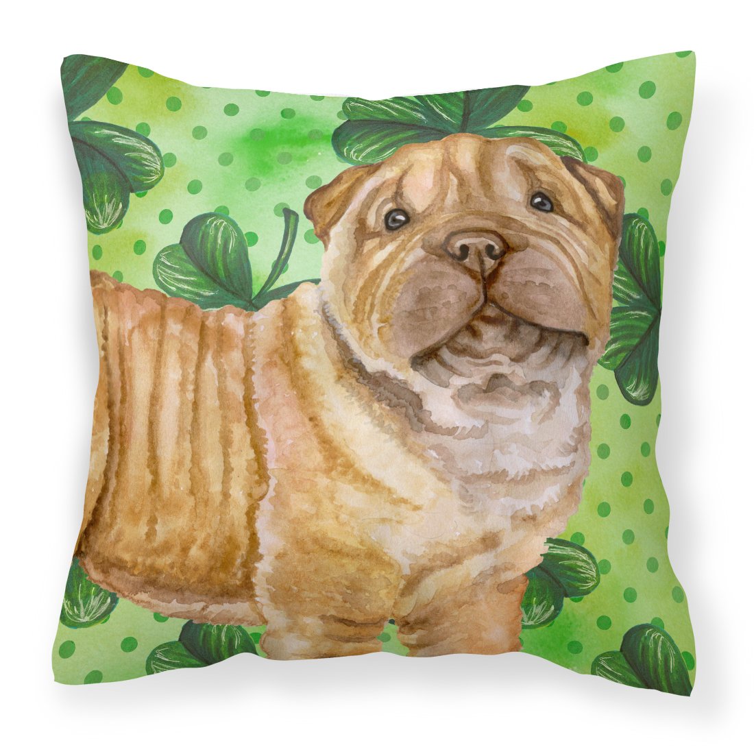 Shar Pei Puppy St Patrick's Fabric Decorative Pillow BB9893PW1818 by Caroline's Treasures