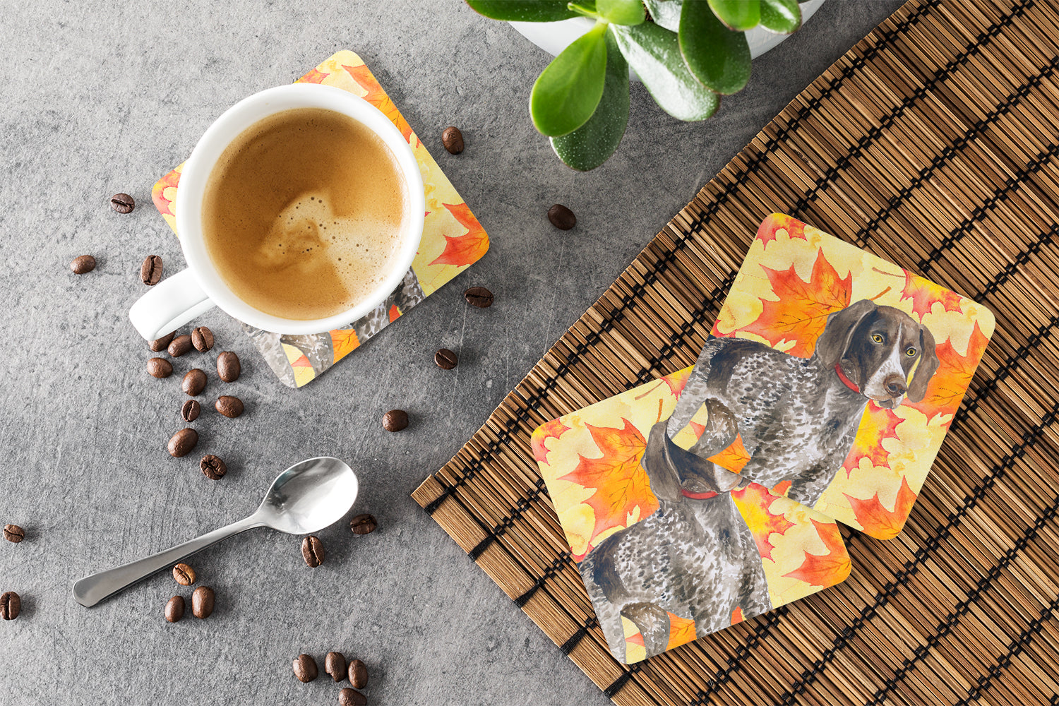 German Shorthaired Pointer Fall Foam Coaster Set of 4 BB9902FC - the-store.com