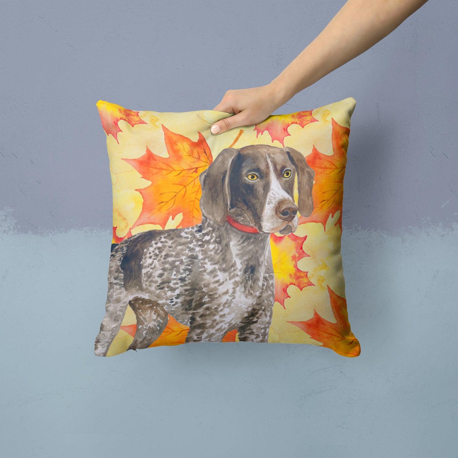 German Shorthaired Pointer Fall Fabric Decorative Pillow BB9902PW1414 - the-store.com