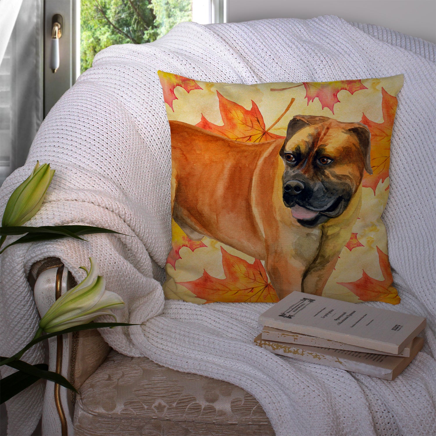 Boerboel Mastiff Fall Fabric Decorative Pillow BB9907PW1414 - the-store.com