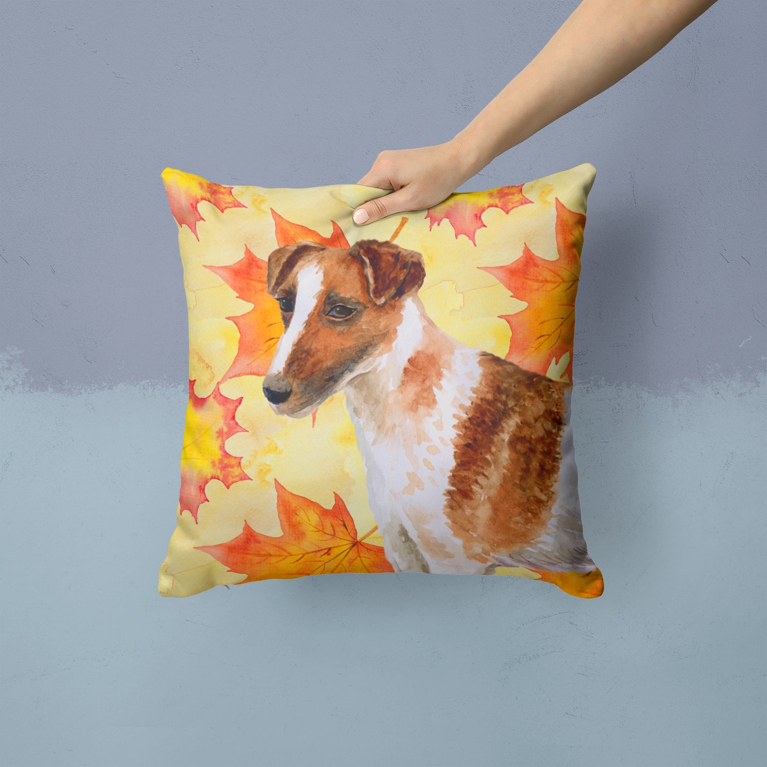 Smooth Fox Terrier Fall Fabric Decorative Pillow BB9908PW1414 - the-store.com