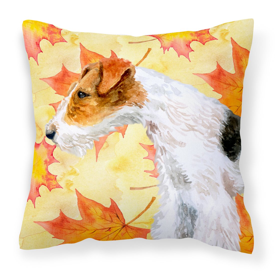Fox Terrier Fall Fabric Decorative Pillow BB9911PW1818 by Caroline's Treasures