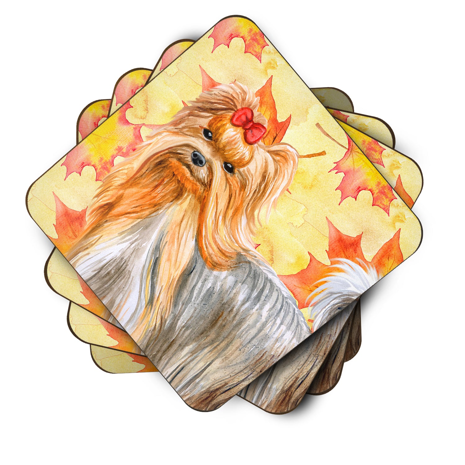 Yorkshire Terrier Fall Foam Coaster Set of 4 BB9946FC - the-store.com