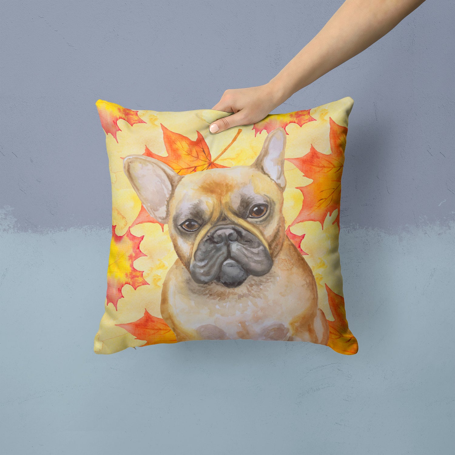 French Bulldog Fall Fabric Decorative Pillow BB9949PW1414 - the-store.com