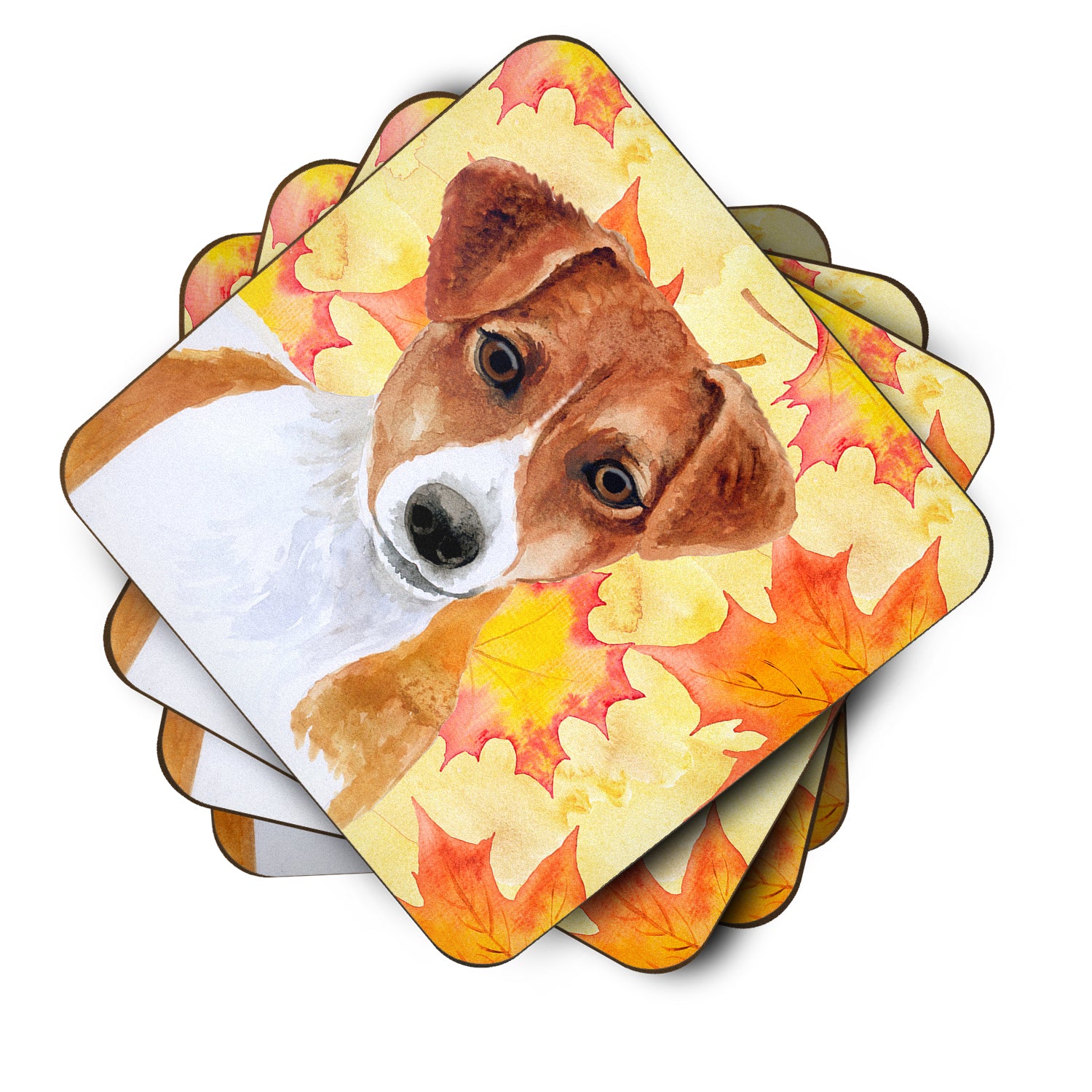 Set of 4 Jack Russell Terrier Fall Foam Coasters Set of 4 - the-store.com
