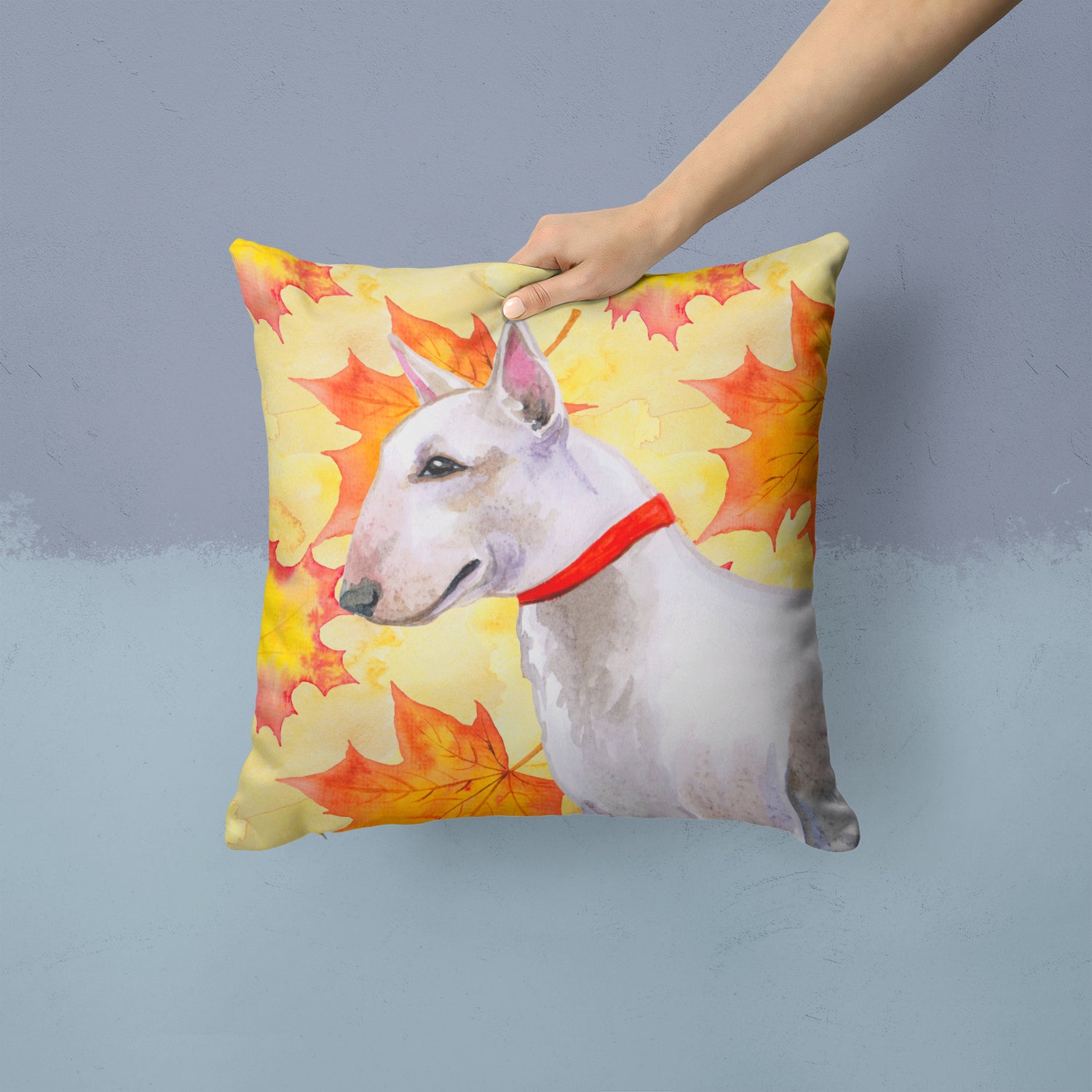 Bull Terrier Fall Fabric Decorative Pillow BB9954PW1414 - the-store.com