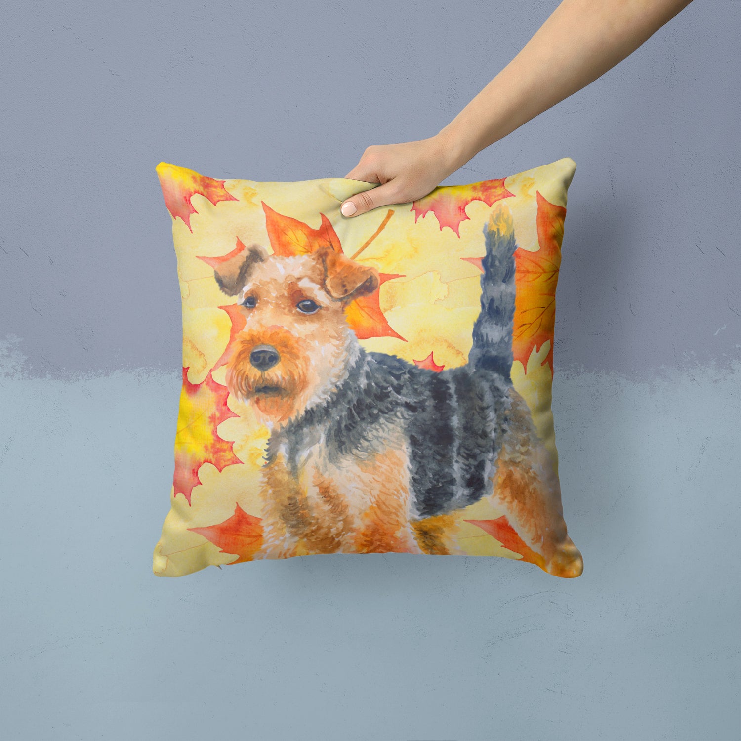 Welsh Terrier Fall Fabric Decorative Pillow BB9961PW1414 - the-store.com