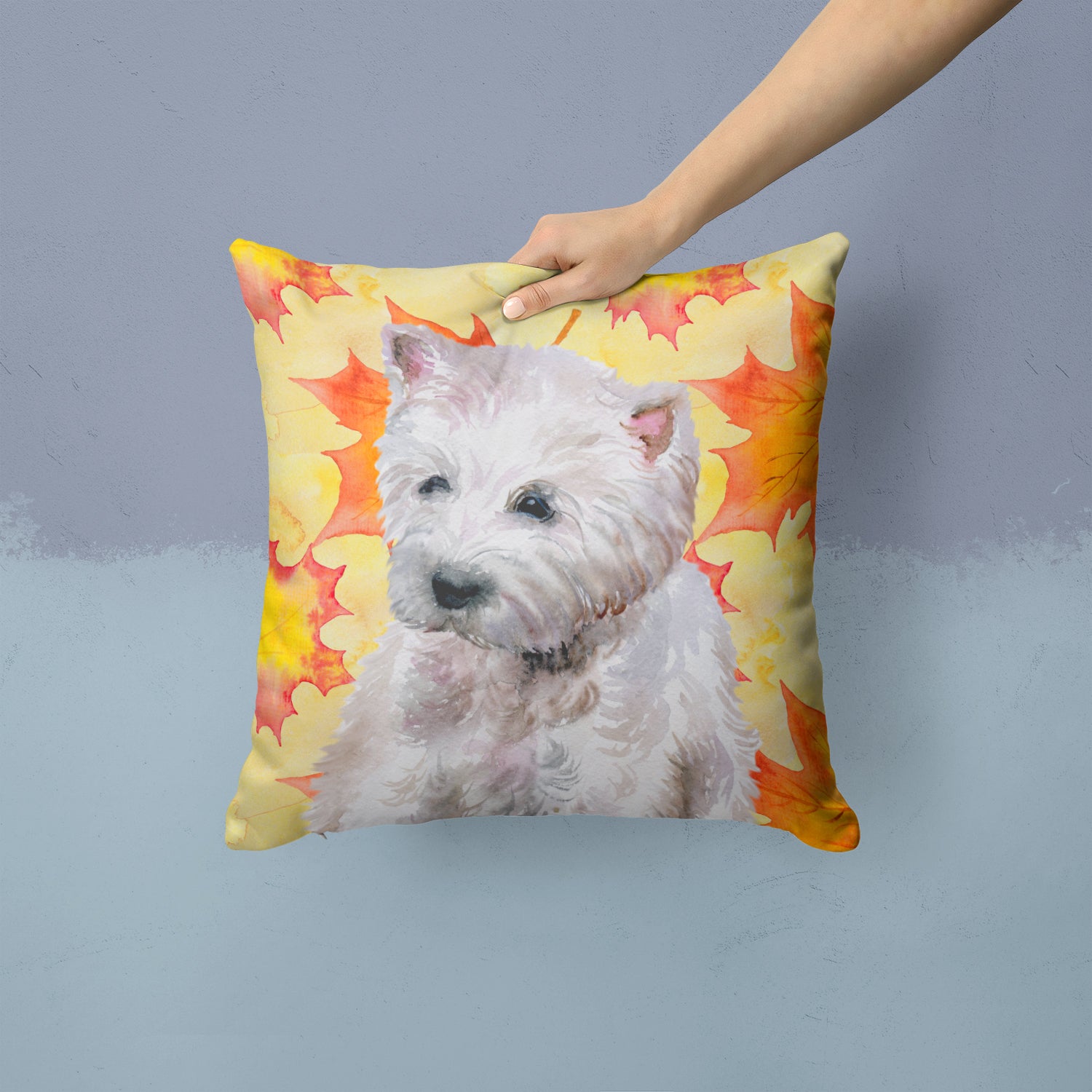 Westie Fall Fabric Decorative Pillow BB9962PW1414 - the-store.com