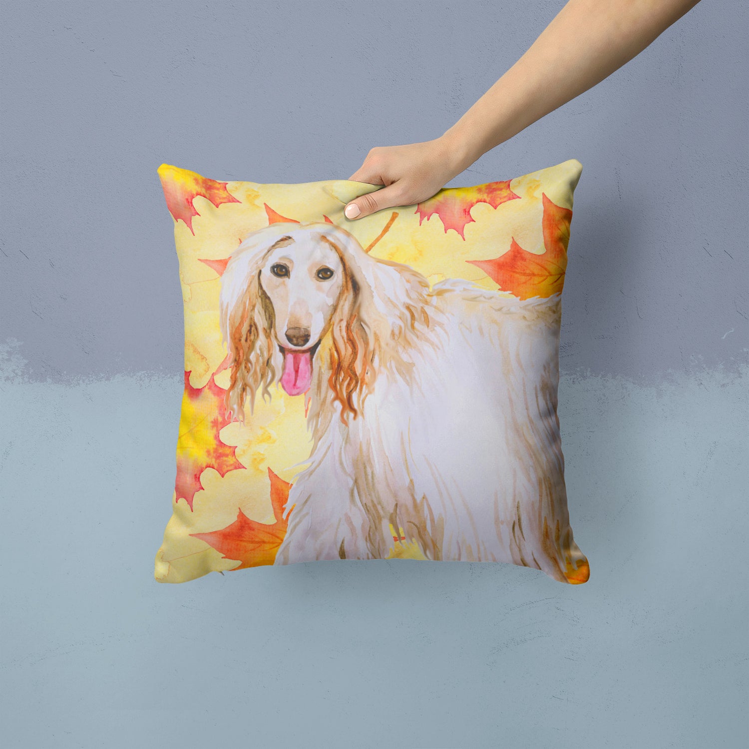 Afghan Hound Fall Fabric Decorative Pillow BB9963PW1414 - the-store.com