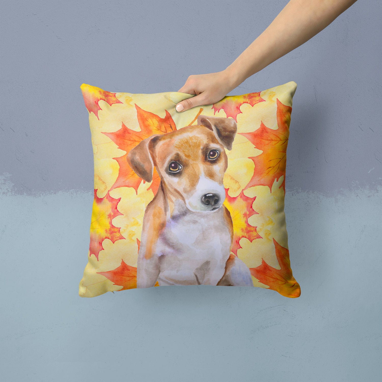 Jack Russell Terrier #2 Fall Fabric Decorative Pillow BB9974PW1414 - the-store.com