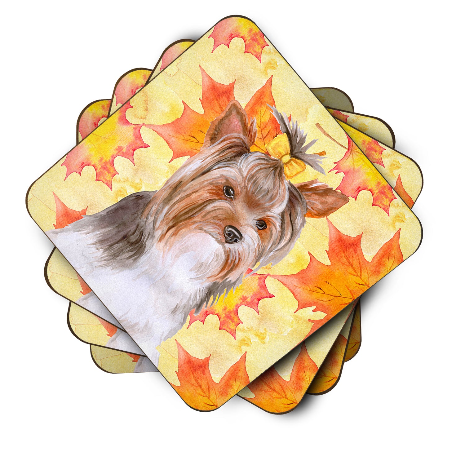 Set of 4 Yorkshire Terrier #2 Fall Foam Coasters Set of 4 - the-store.com