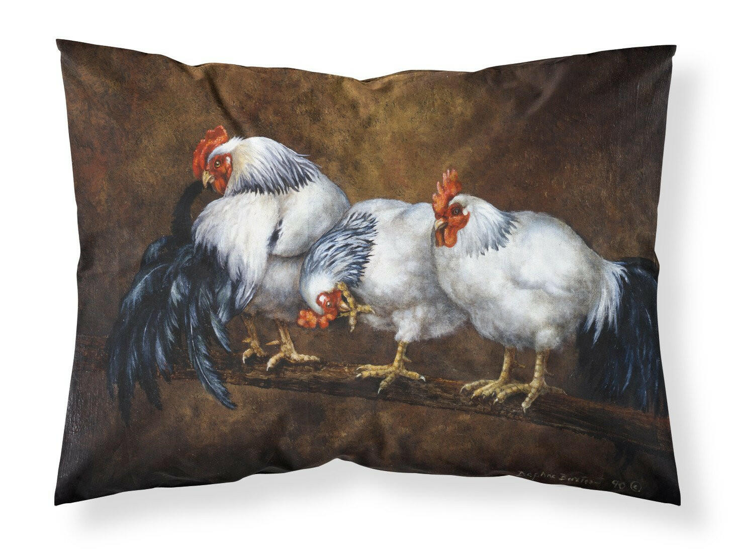 Roosting Rooster and Chickens Fabric Standard Pillowcase BDBA0081PILLOWCASE by Caroline's Treasures
