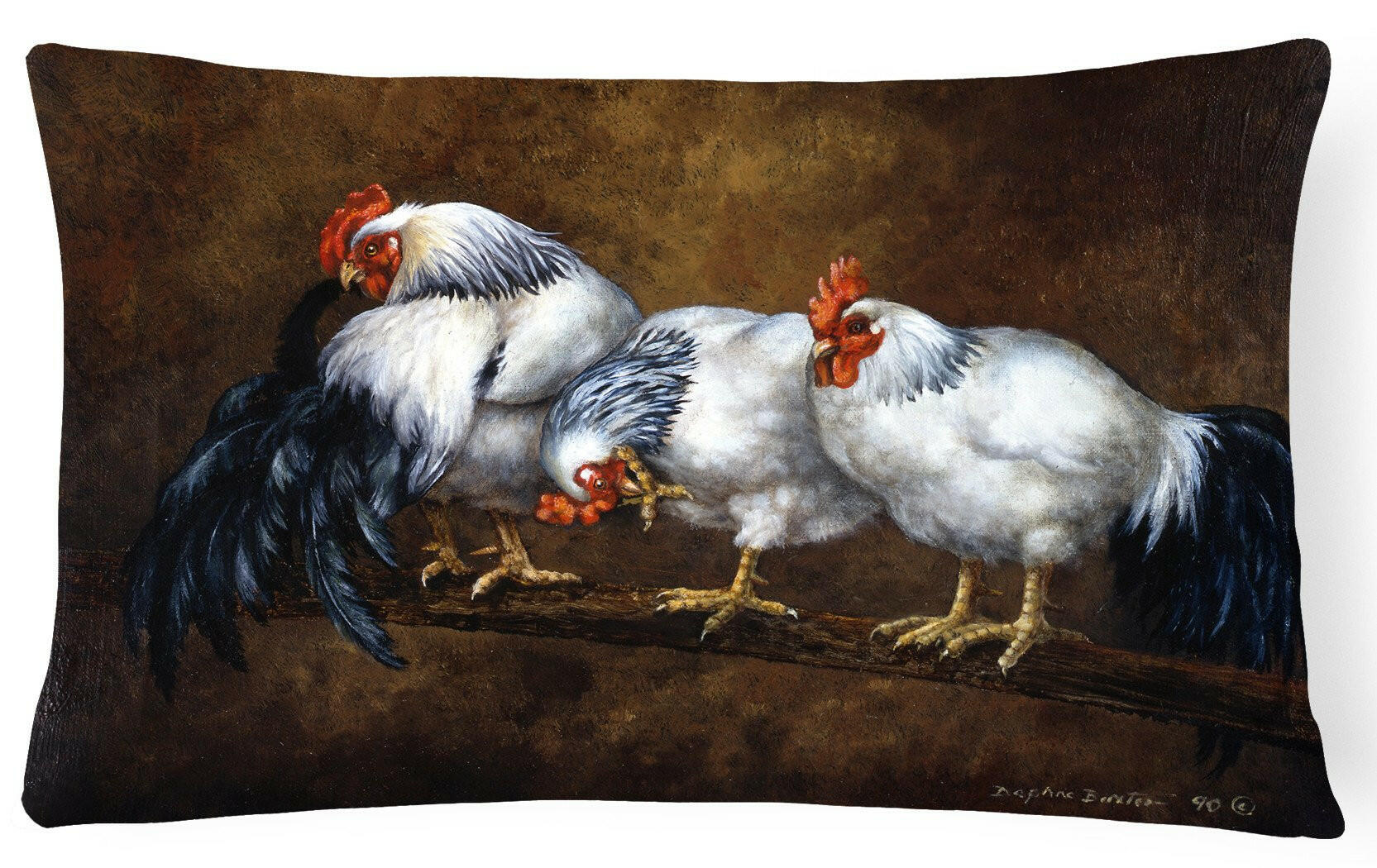 Roosting Rooster and Chickens Fabric Decorative Pillow BDBA0081PW1216 by Caroline's Treasures