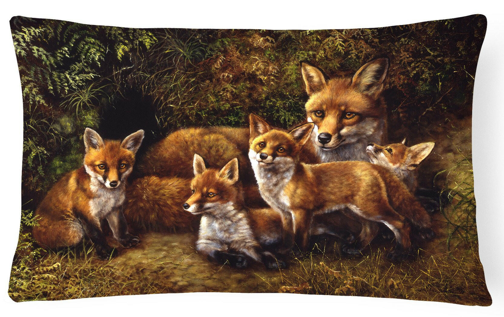 Fox Family Foxes by Daphne Baxter Fabric Decorative Pillow BDBA0090PW1216 by Caroline's Treasures