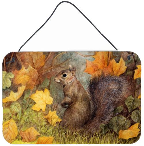 Grey Squirrel in Fall Leaves Wall or Door Hanging Prints by Caroline's Treasures