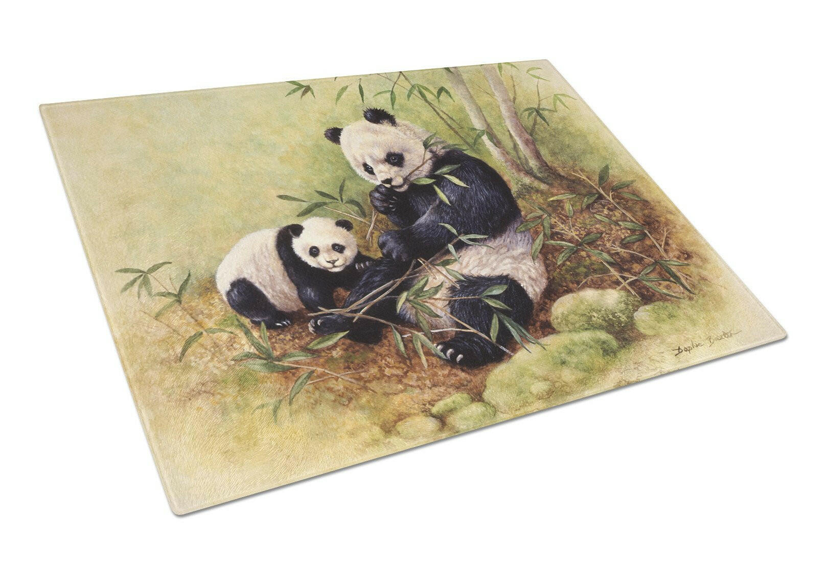 Panda Bears by Daphne Baxter Glass Cutting Board Large BDBA0111LCB by Caroline's Treasures