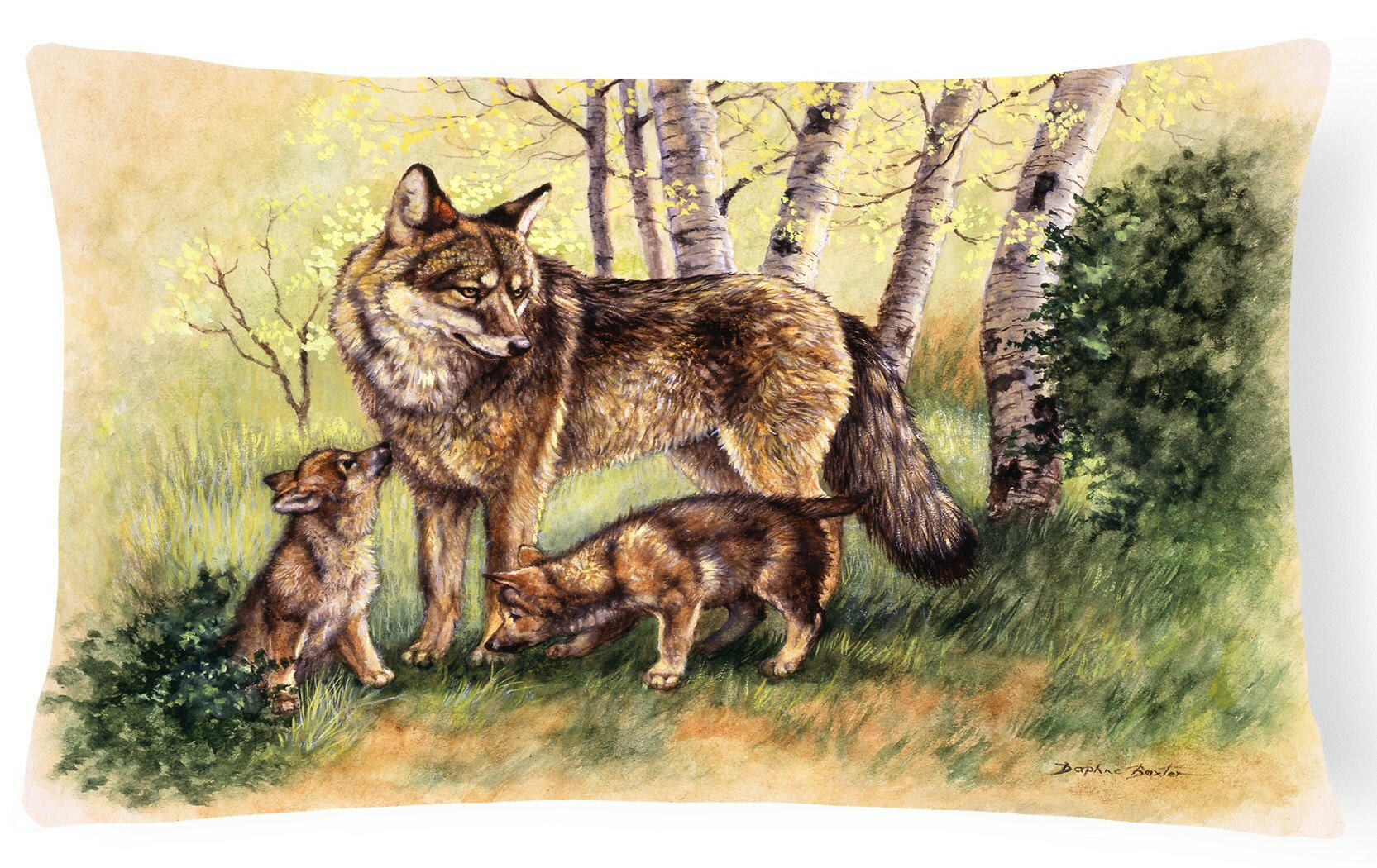 Wolf Wolves by Daphne Baxter Fabric Decorative Pillow BDBA0115PW1216 by Caroline's Treasures