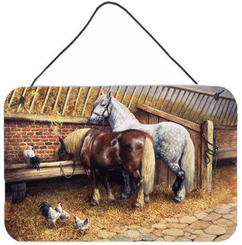 Horses Eating with the Chickens Wall or Door Hanging Prints by Caroline's Treasures