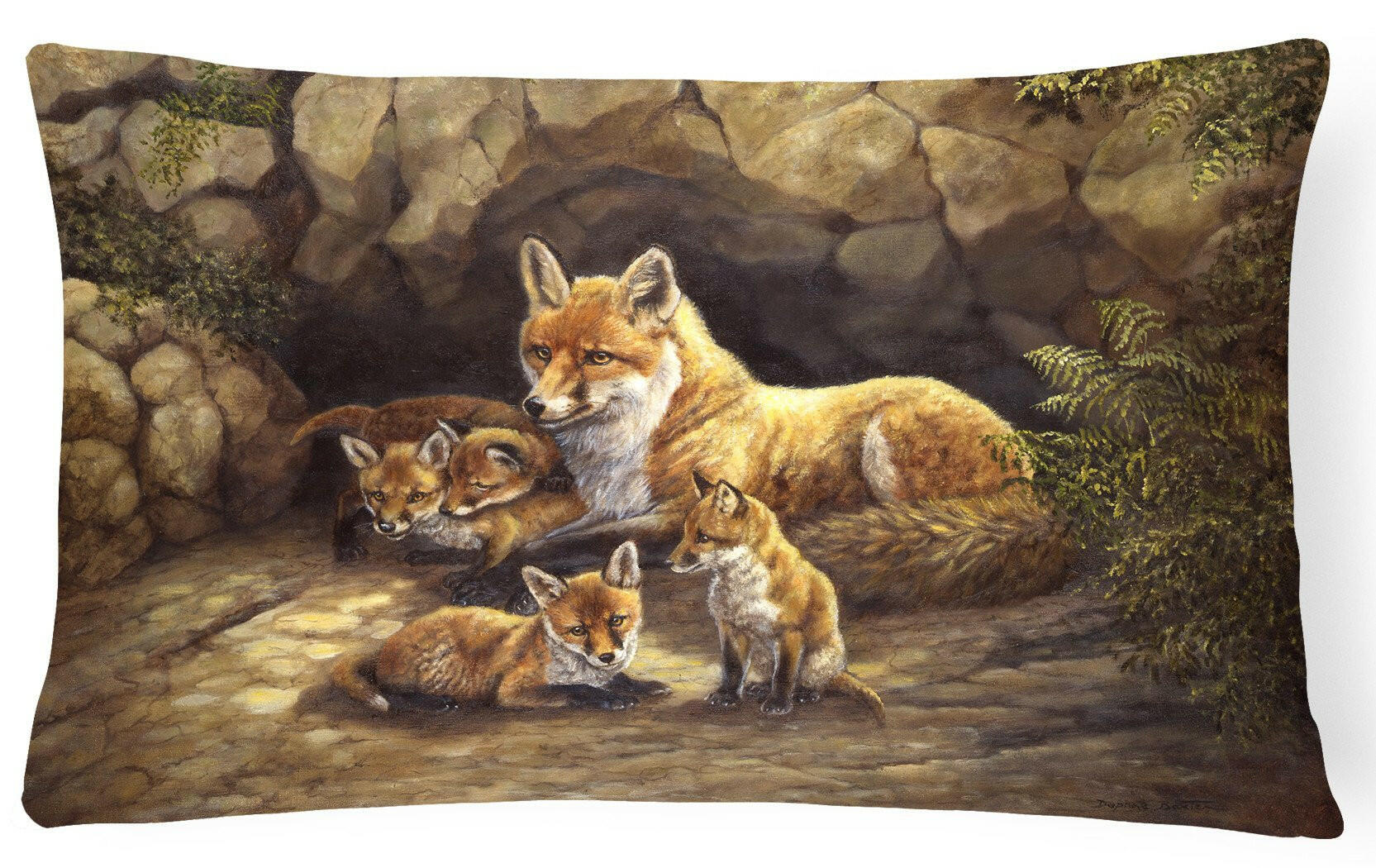 Fox Family Foxes by the Den Fabric Decorative Pillow BDBA0169PW1216 by Caroline's Treasures