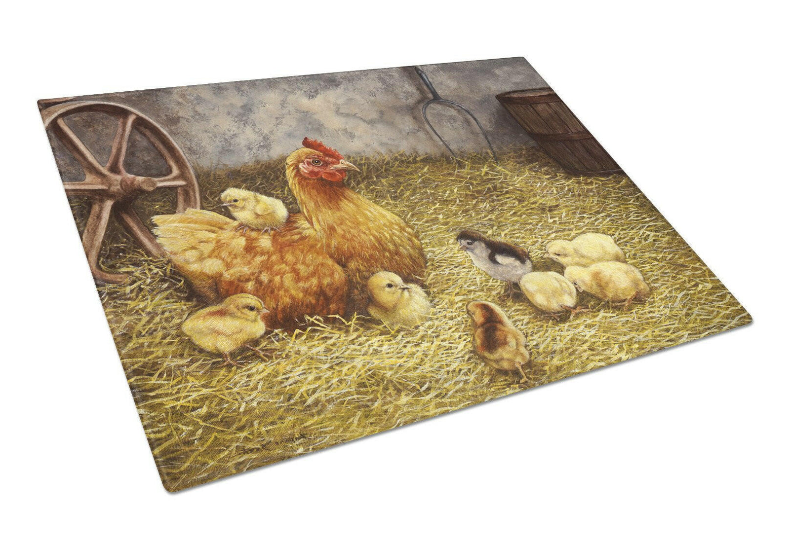 Chicken Hen and Her Chicks Glass Cutting Board Large BDBA0176LCB by Caroline's Treasures
