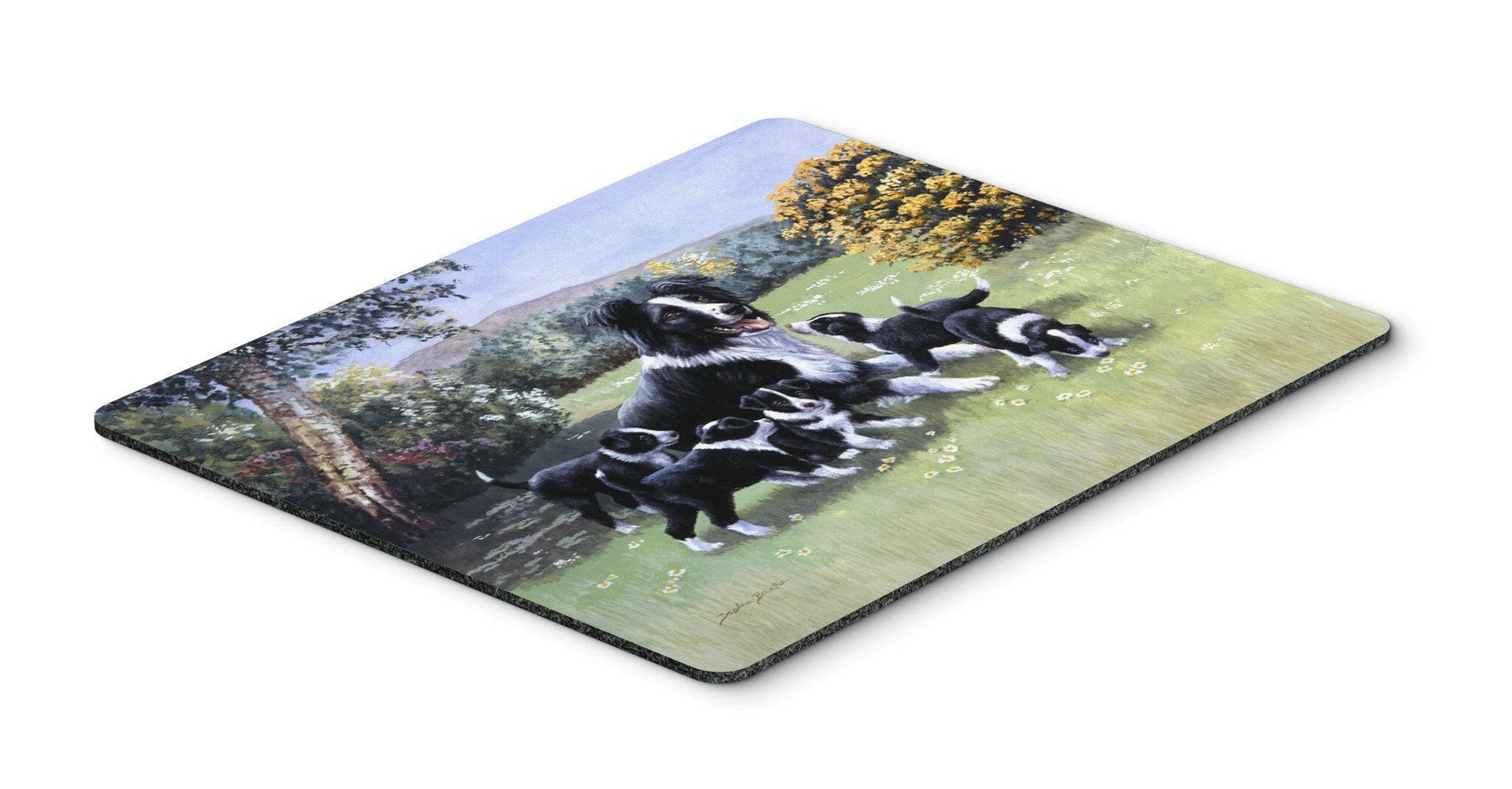 Border Collie Puppies with Momma Mouse Pad, Hot Pad or Trivet BDBA0257MP by Caroline's Treasures