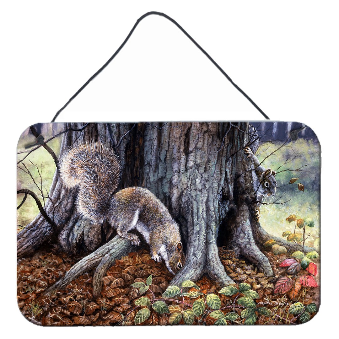 Grey Squirrels around the Tree Wall or Door Hanging Prints BDBA0260DS812 by Caroline&#39;s Treasures