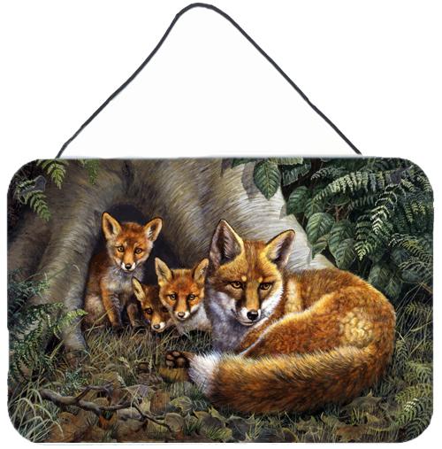 A Family of Foxes at Home Wall or Door Hanging Prints BDBA0283DS812 by Caroline's Treasures