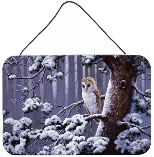 Owl on a Tree Branch in the Snow Wall or Door Hanging Prints by Caroline's Treasures