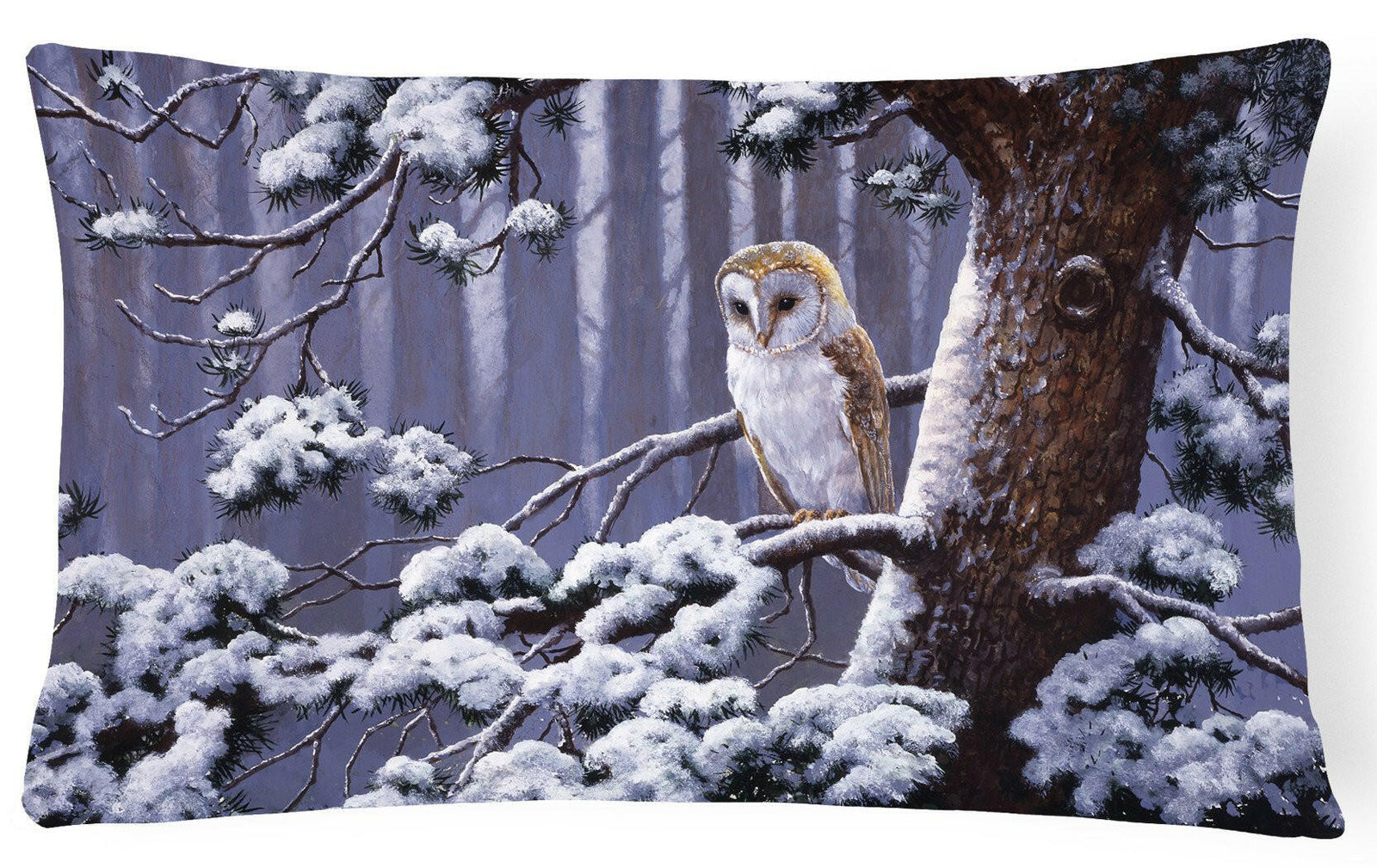 Owl on a Tree Branch in the Snow Fabric Decorative Pillow BDBA0303PW1216 by Caroline's Treasures