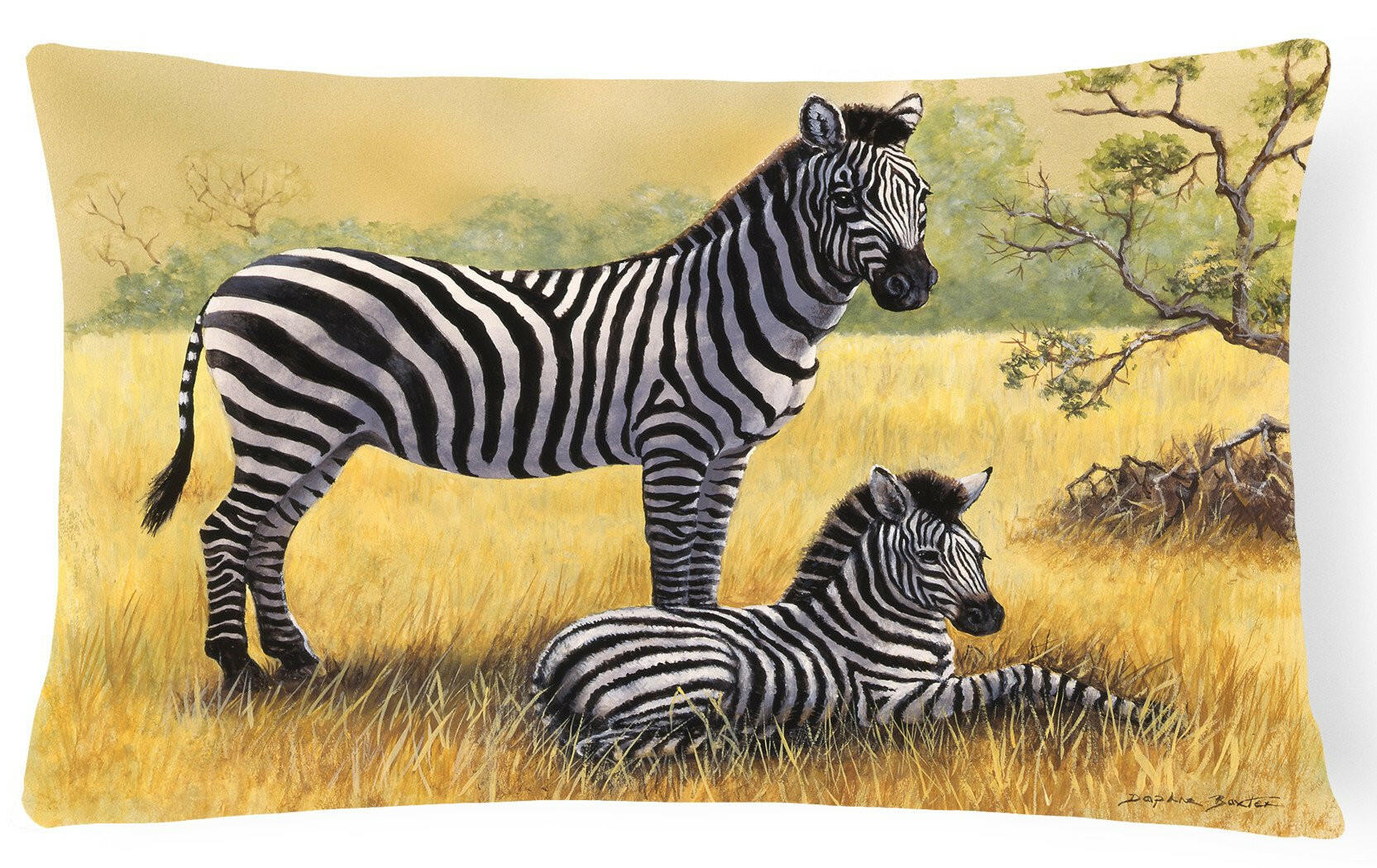 Zebras by Daphne Baxter Fabric Decorative Pillow BDBA0308PW1216 by Caroline's Treasures