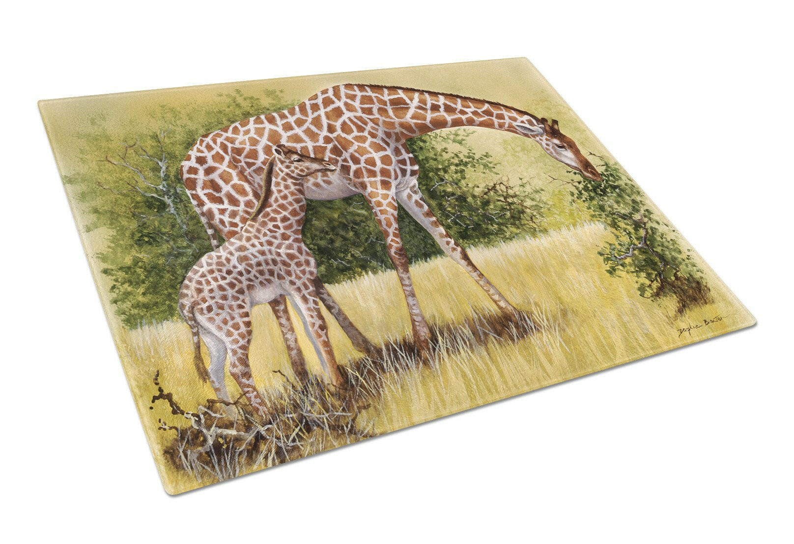 Giraffes by Daphne Baxter Glass Cutting Board Large BDBA0309LCB by Caroline's Treasures