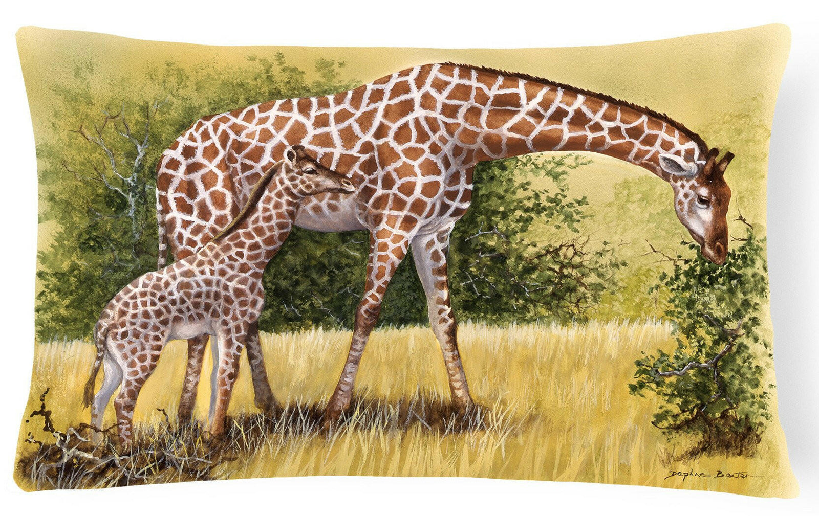 Giraffes by Daphne Baxter Fabric Decorative Pillow BDBA0309PW1216 by Caroline's Treasures