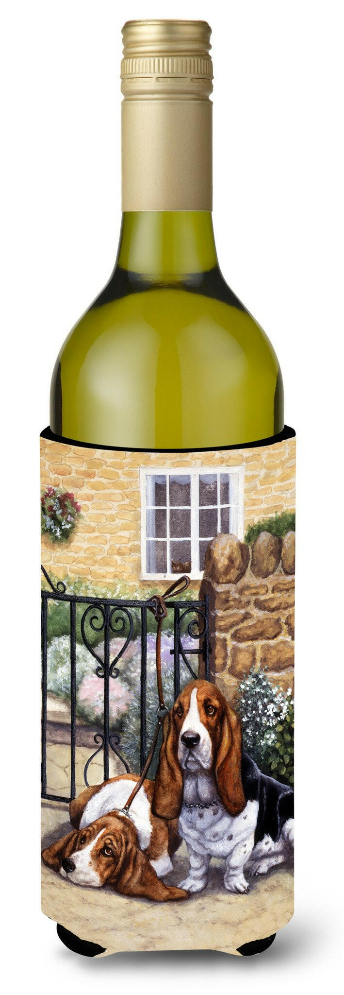 Basset Hound at the gate Wine Bottle Beverage Insulator Hugger BDBA0312LITERK by Caroline's Treasures