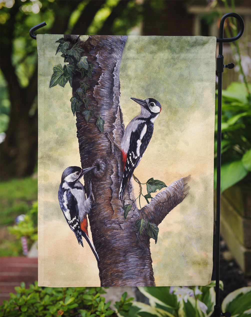 Woodpeckers by Daphne Baxter Flag Garden Size BDBA0335GF.