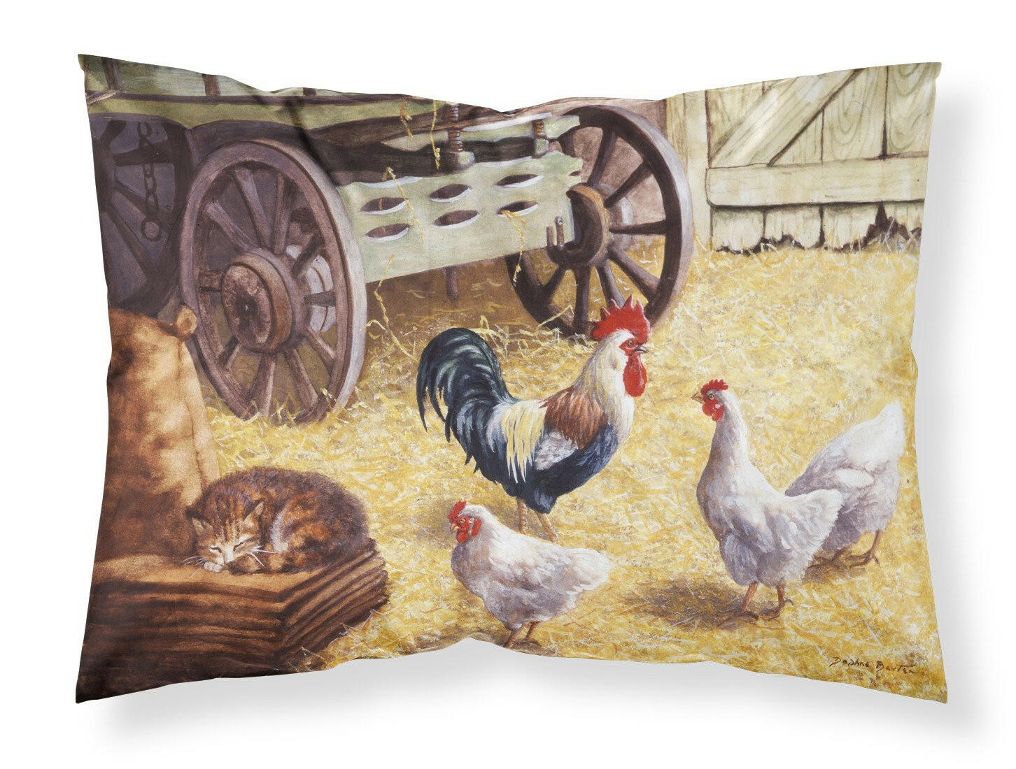 Rooster and Hens Chickens in the Barn Fabric Standard Pillowcase BDBA0339PILLOWCASE by Caroline's Treasures
