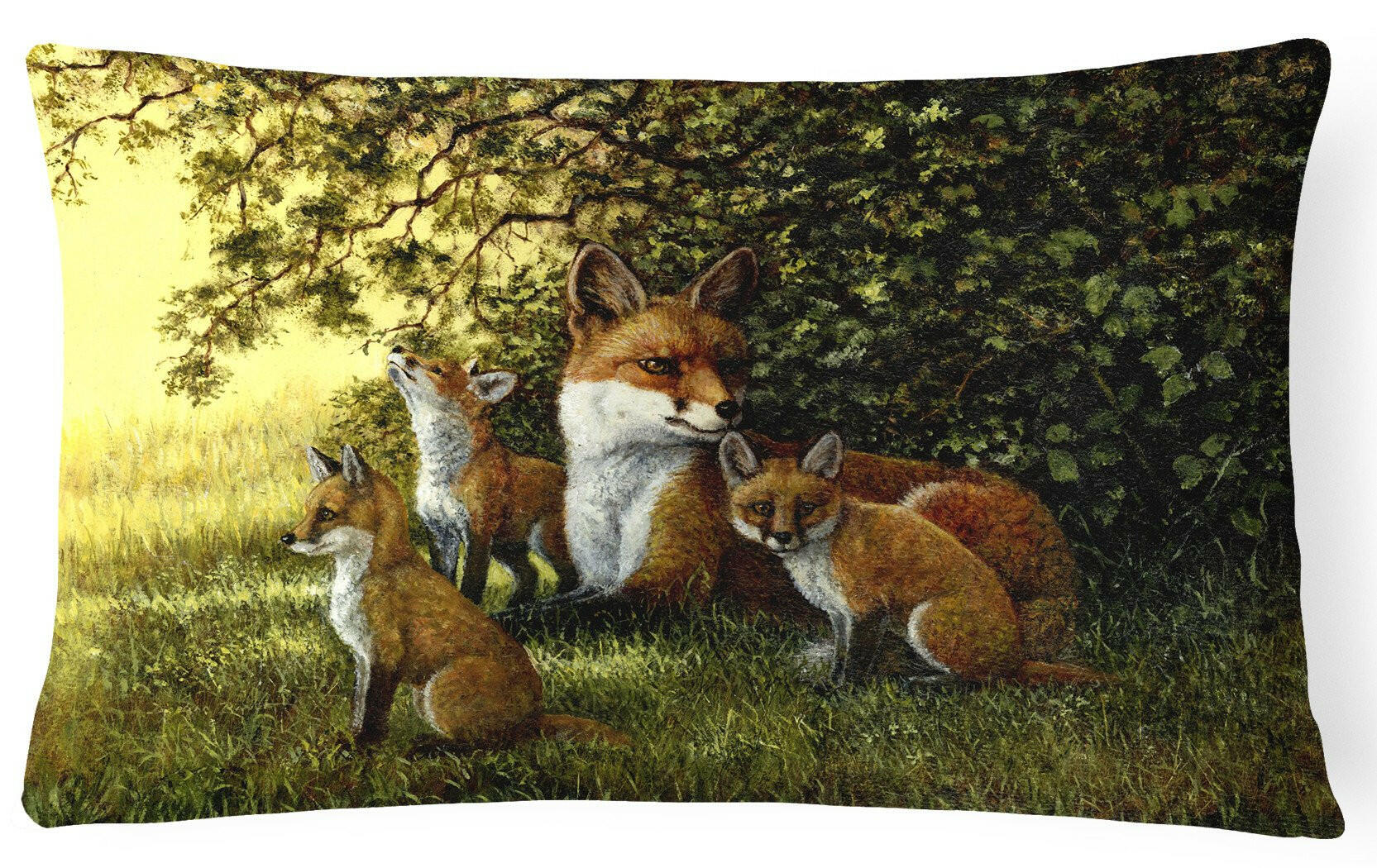 Foxes Resitng under the Tree Fabric Decorative Pillow BDBA0382PW1216 by Caroline's Treasures
